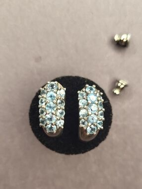 Blue Topaz Cluster Sterling Silver Earrings
